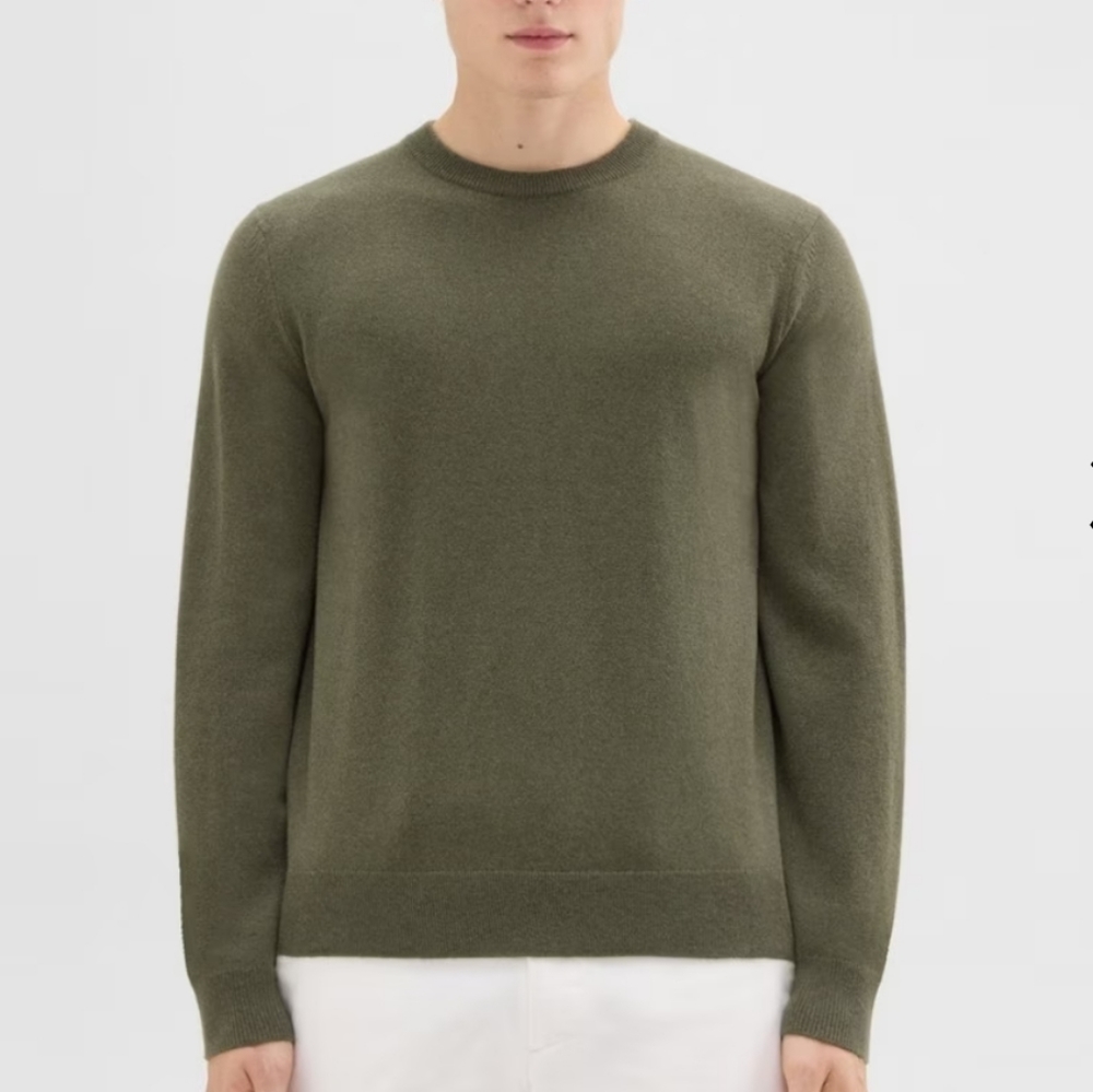 Theory Hilles crew cashmere supreme sweater size Xl men khaki green
